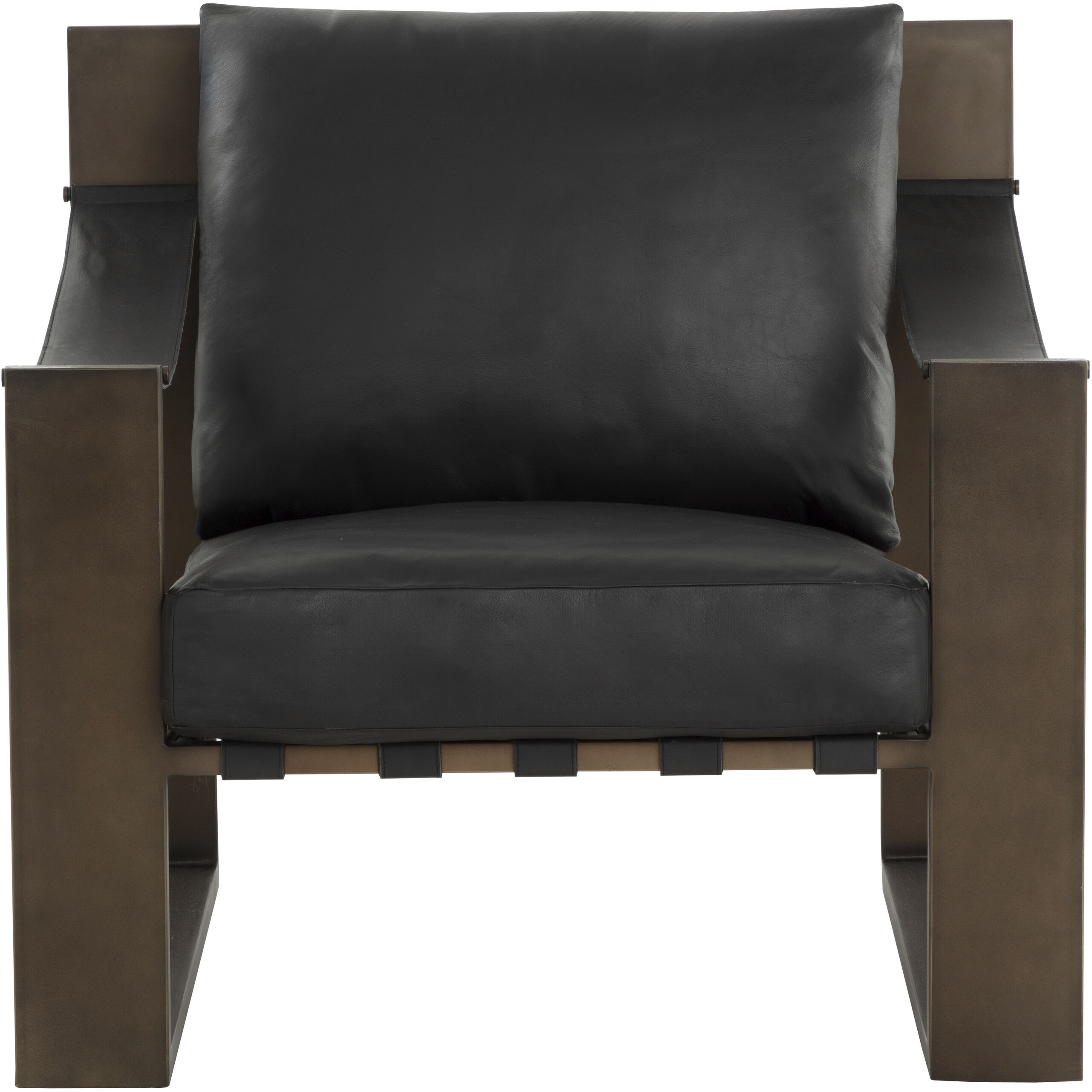 Berke Antique Bronze / Charcoal Black Leather Lounge Chair
